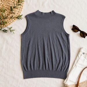 G. Label Charcoal Gray Mock Neck Sleeveless Knit Sweater Vest Top